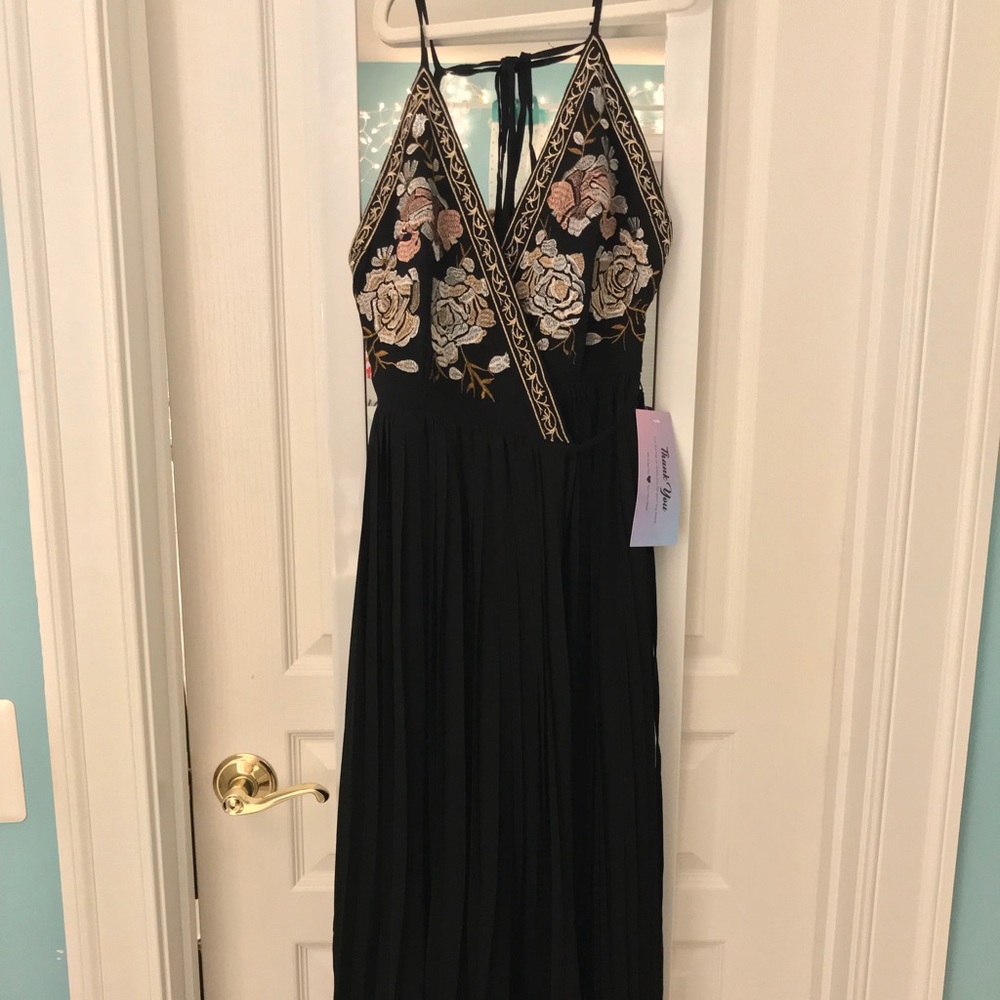 PromGirl Long Black Chiffon Prom Dress - Picture 3 of 7